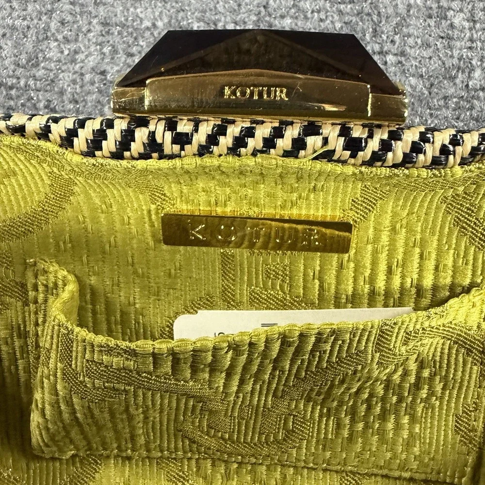 Kotur Clutch Woven Rattan Wicker Gold Clasp Hard Shell Vintage Luxury